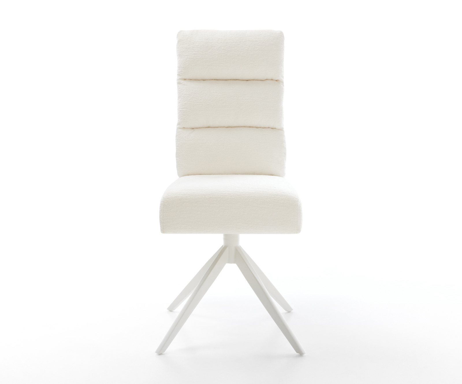 Jídelní židle Pela-Flex bouclé měkký béžová křížová podnož široká bílá 360° otočný houpací funkce taštičkové pružiny - Obrázek 2