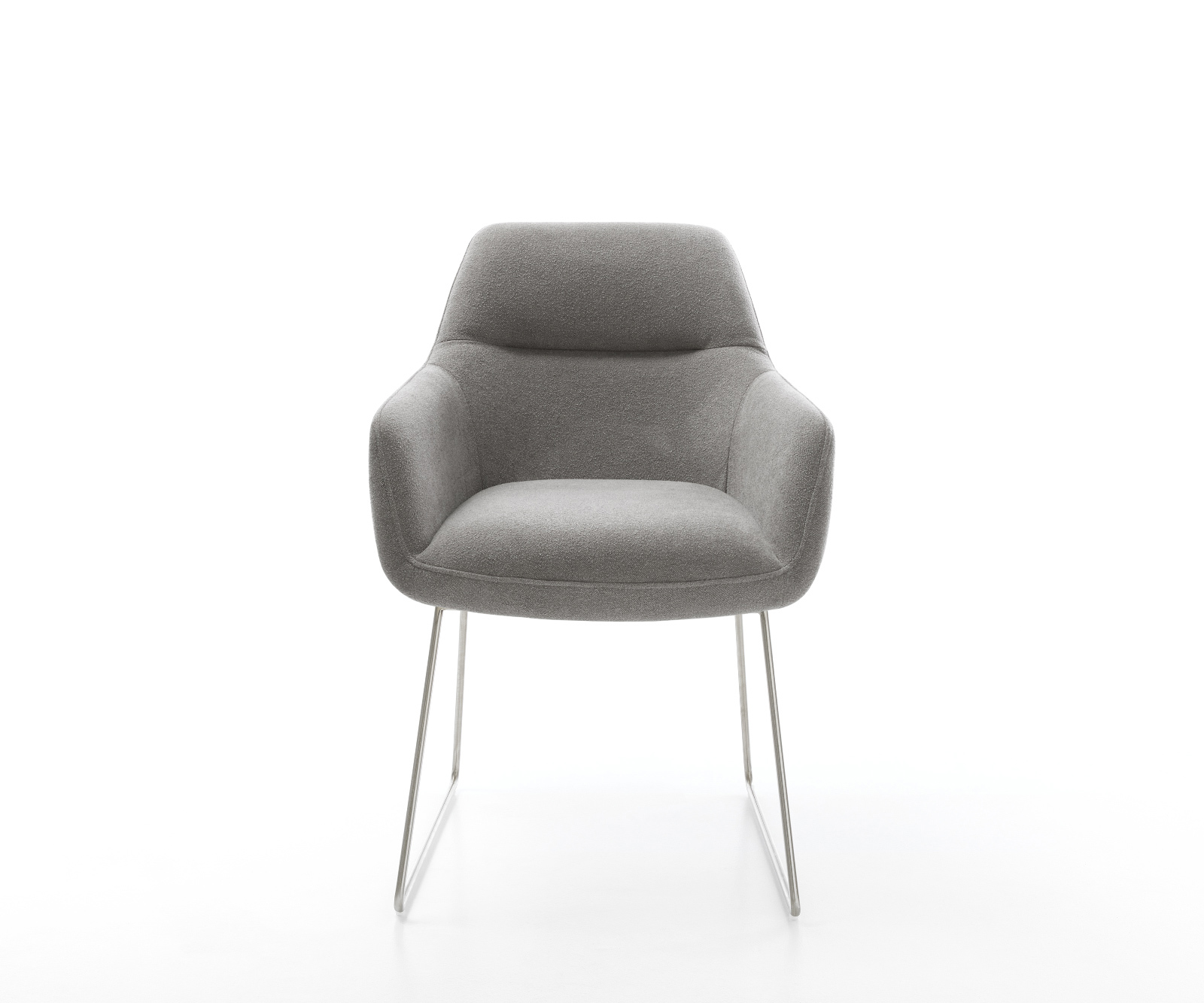 Jídelní židle Pejo-Flex strukturovaná látka Měkký šedá tenká podnož nerezová ocel taštičkové pružiny - Obrázek 2