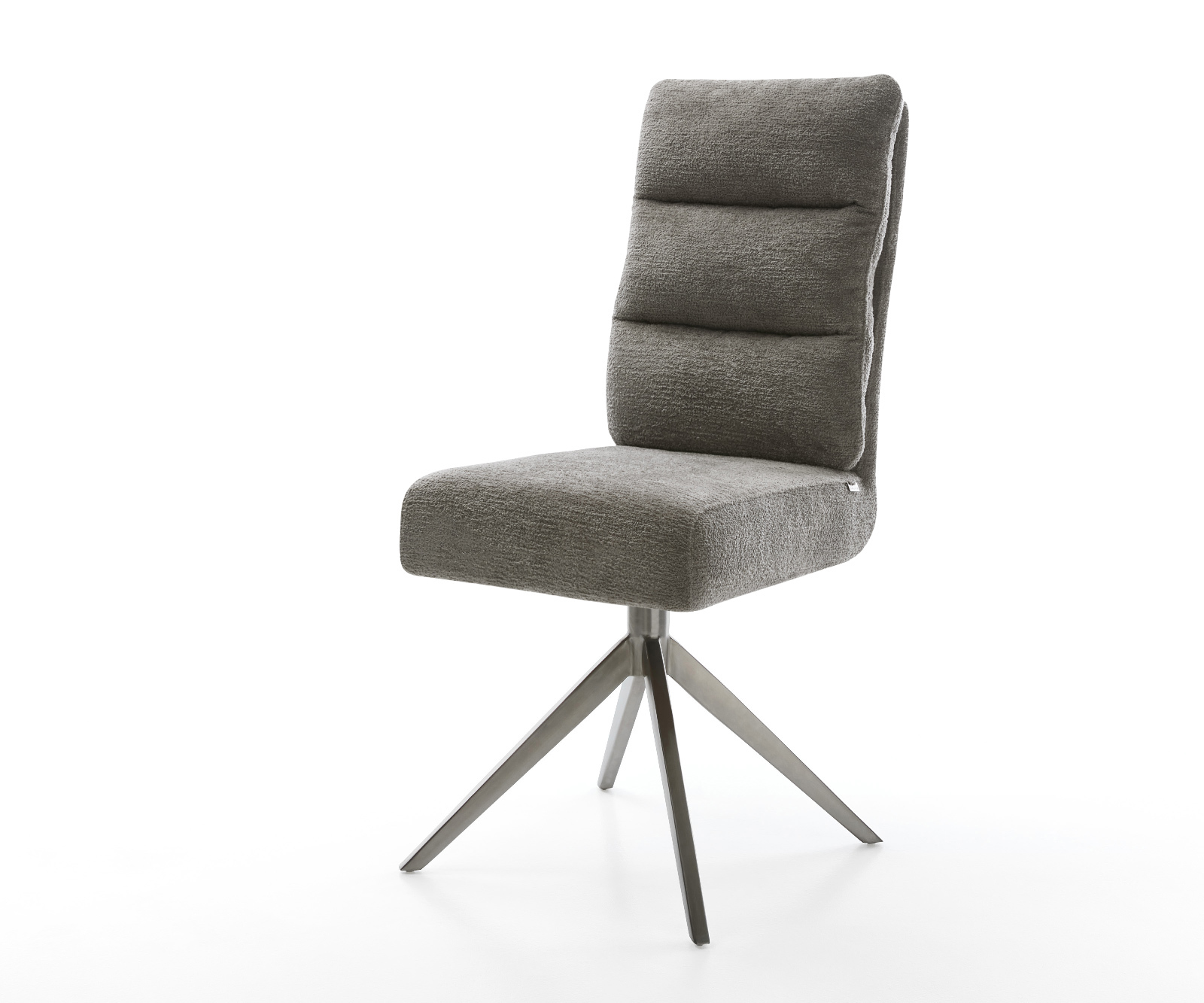 Jídelní židle Pela-Flex bouclé měkký tmavě béžová křížová podnož široká grafitová 360° otočná houpací funkce taštičkové pružiny