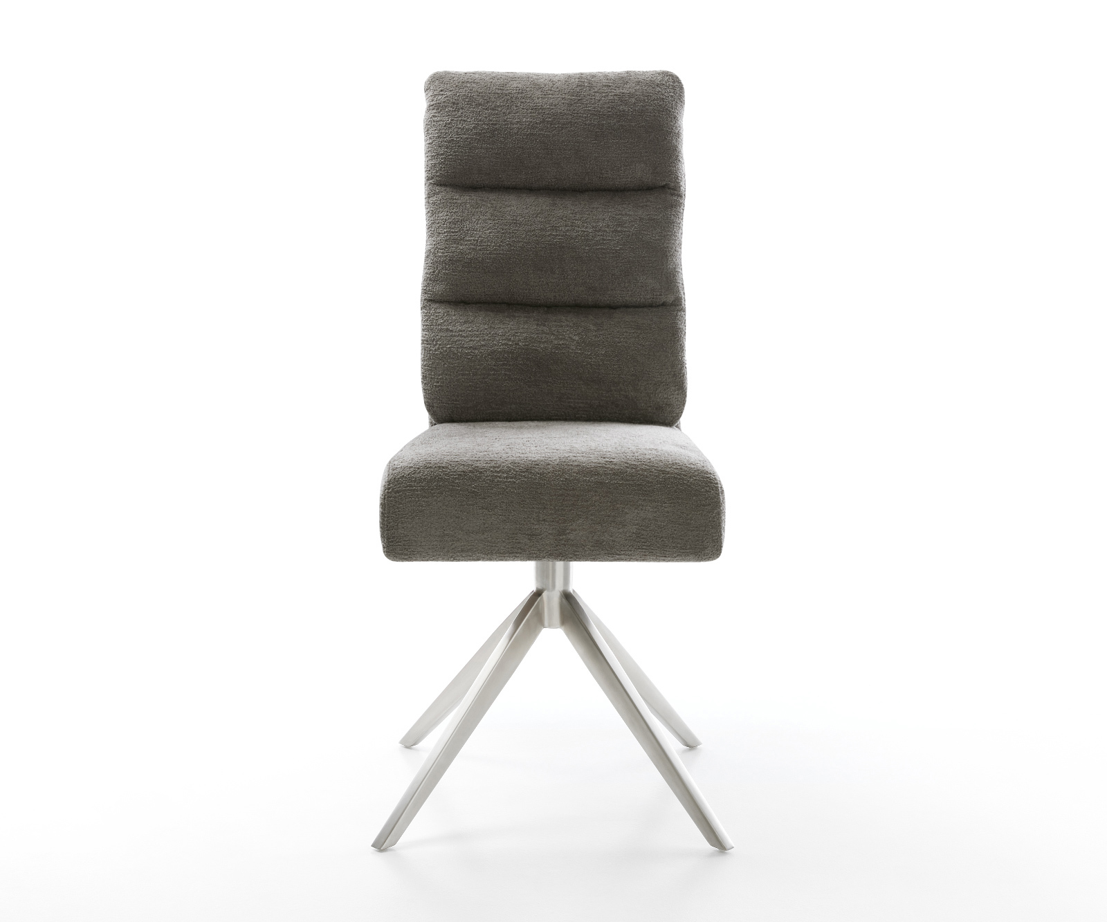 Jídelní židle Pela-Flex bouclé měkký tmavě béžová křížová podnož široká nerezová ocel 360° otočný houpací funkce taštičkové pružiny - Obrázek 2