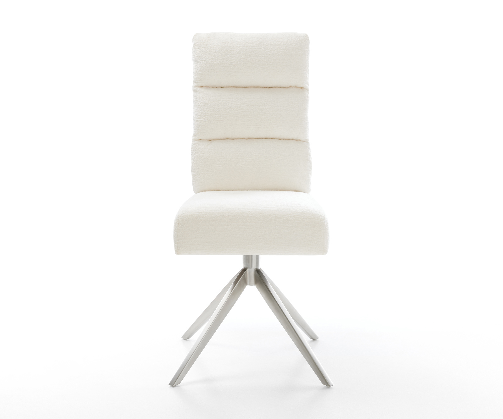 Jídelní židle Pela-Flex bouclé měkký béžová křížová podnož široká nerezová ocel 360° otočný houpací funkce taštičkové pružiny - Obrázek 2