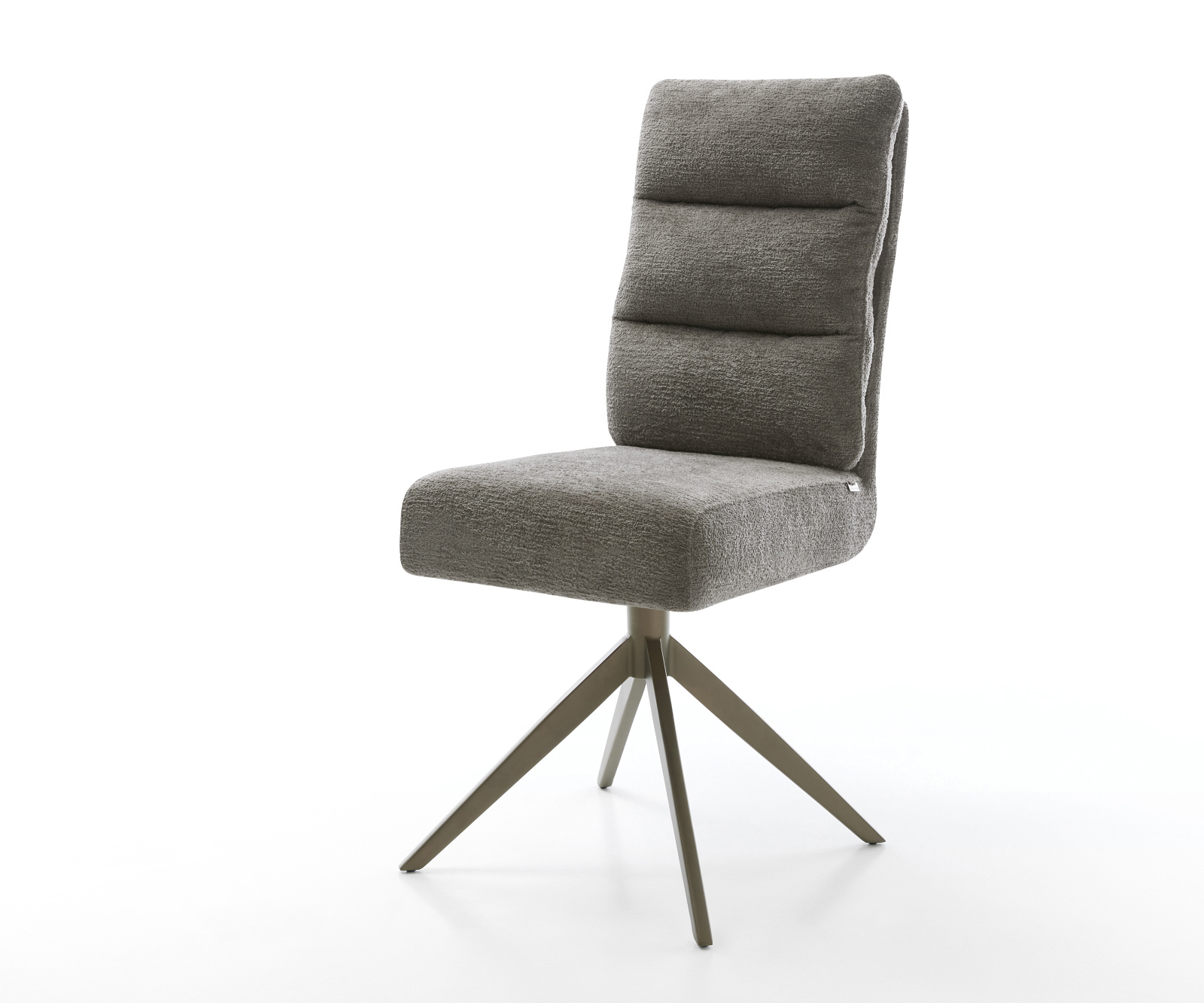 Jídelní židle Pela-Flex bouclé měkký tmavě béžová křížová podnož široká titanová barva 360° otočný houpací funkce taštičkové pružiny