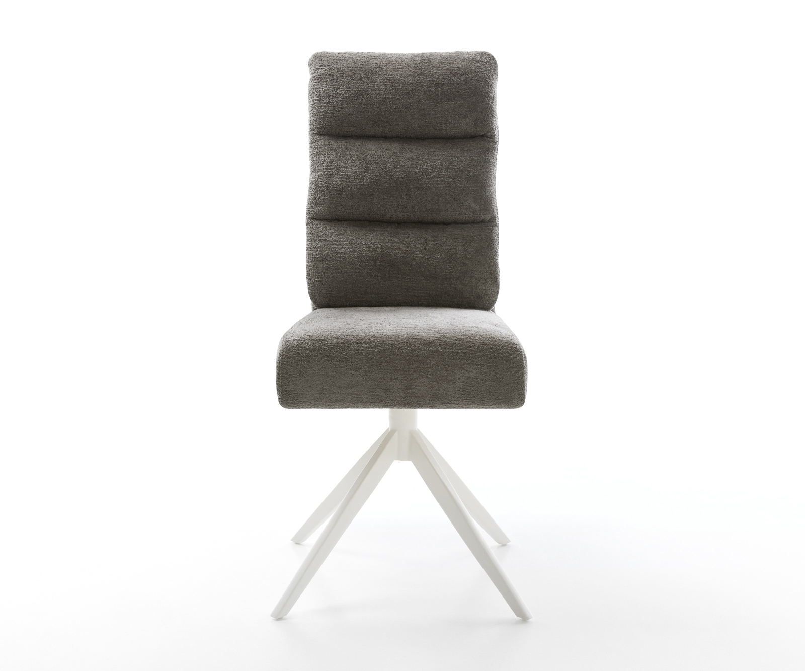 Jídelní židle Pela-Flex bouclé měkký tmavě béžová křížová podnož široká bílá 360° otočná houpací funkce taštičkové pružiny - Obrázek 2