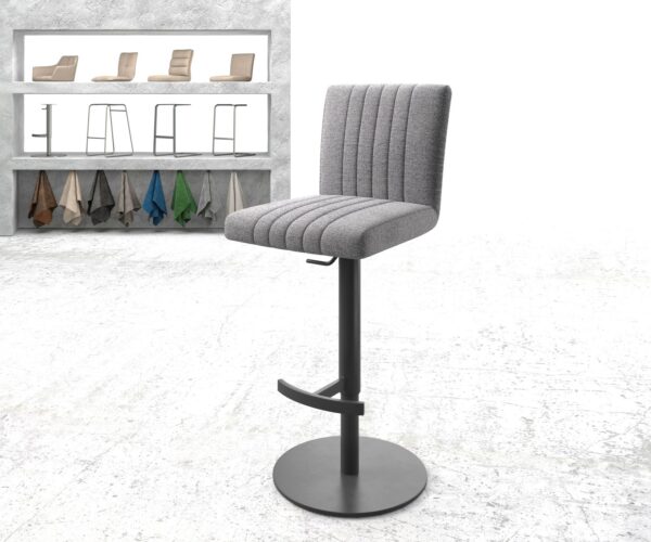 Barová židle Luiga-Flex látka světle šedá otočná podnož výškově nastavitelná kovová