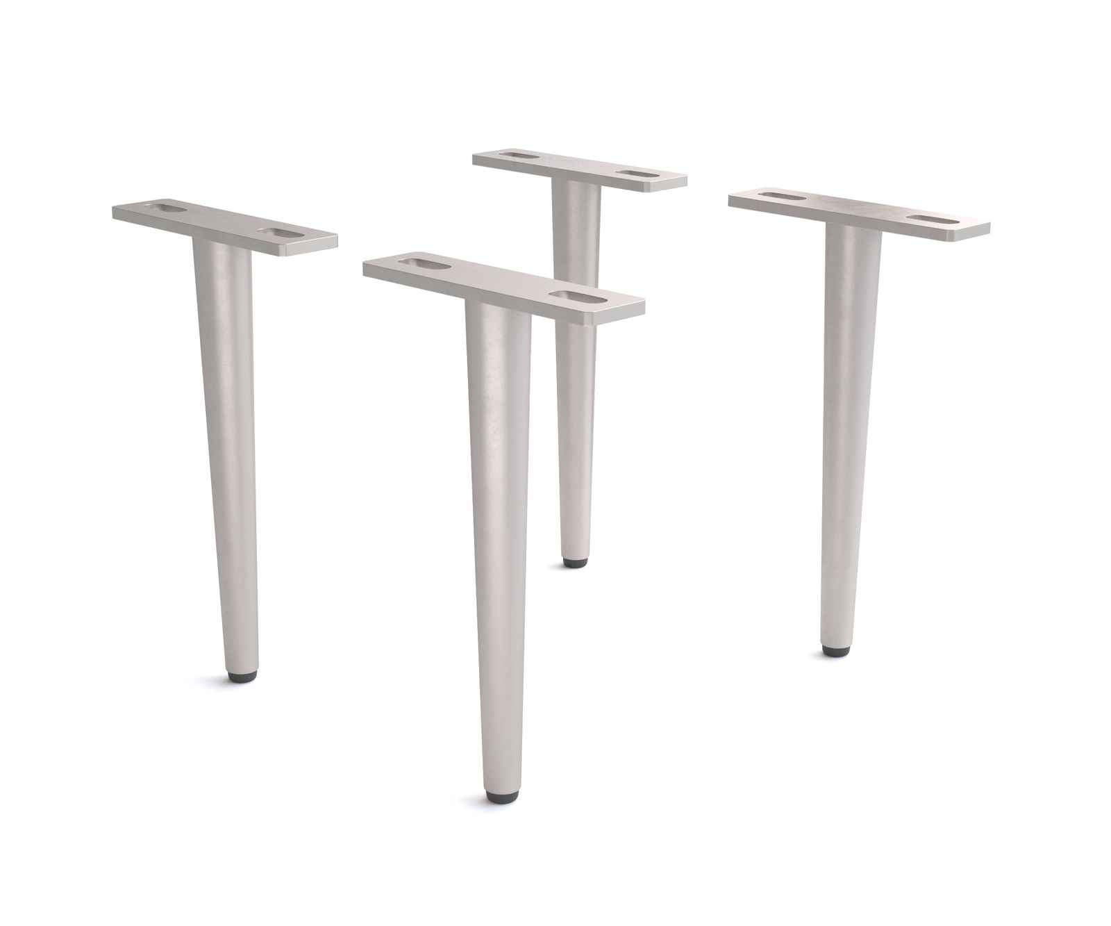 Podnož zúžená 20 cm kov stříbrná (sada 4 kusů)