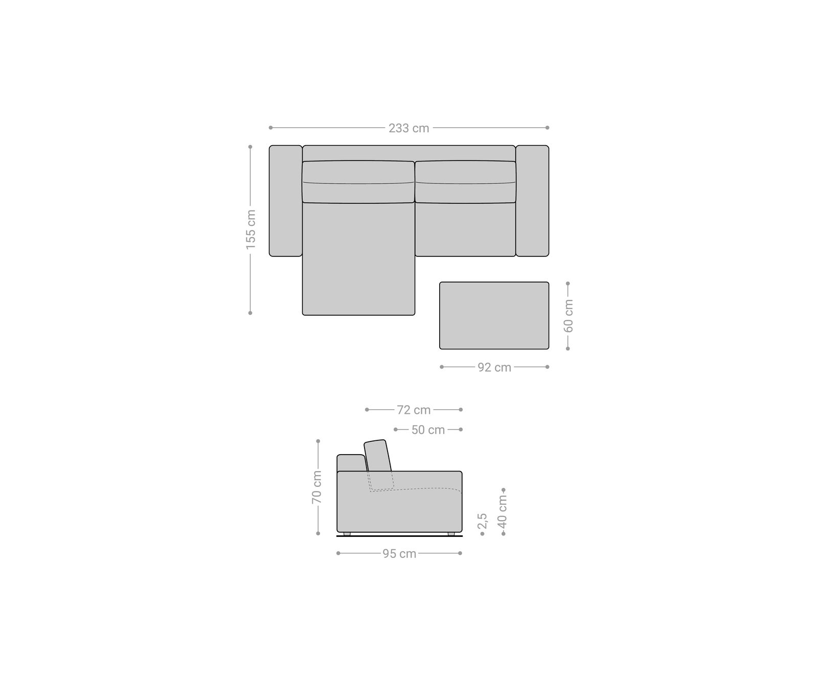 Rohová pohovka Lanzo 230x155 cm mikrovlákno khaki hnědá variabilní lenoška s taburetem - Obrázek 7