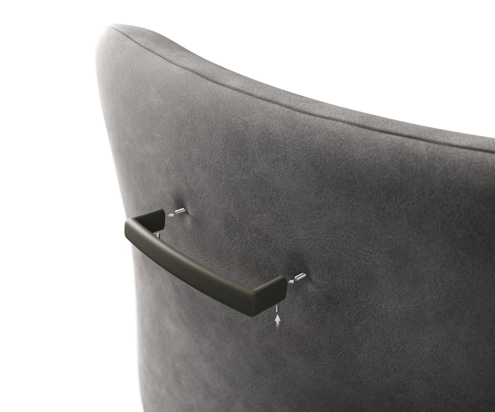 Úchyt na židli Flex plochý kov titanová barva - Obrázek 3