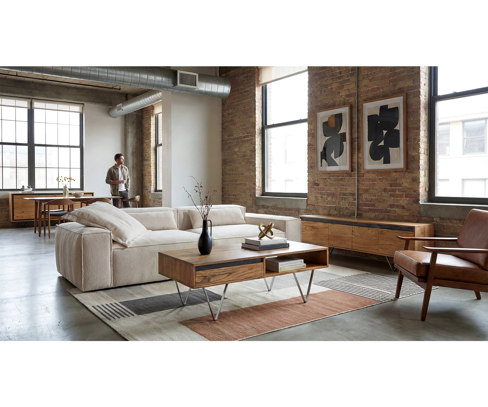 Konferenční stolek Stonegrace 115x60x35 cm akácie přírodní břidlice 2 zásuvky 1 přihrádka - Obrázek 5