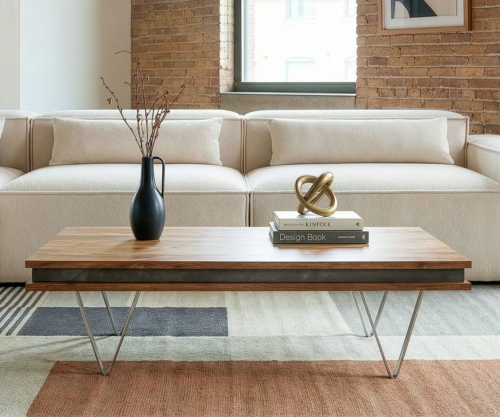 Designový konferenční stolek Stonegrace 117x60x25 cm akácie přírodní břidlice - Obrázek 2