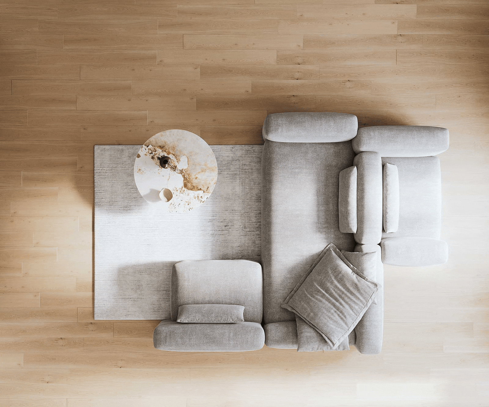 Pohovka ve tvaru "U" Freestyle 360x290 cm tkanina měkký šedá kapse šev - Obrázek 6