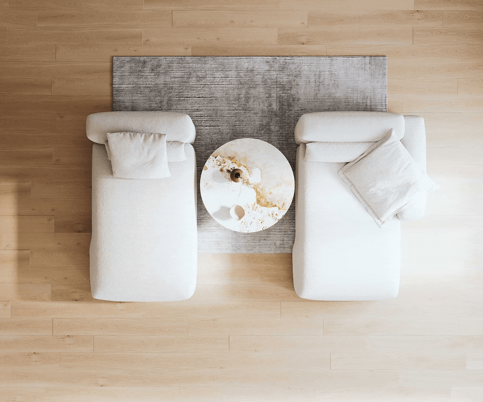 Rohová pohovka Freestyle 310x200 cm bouclé měkký béžová dekorativní šev - Obrázek 6