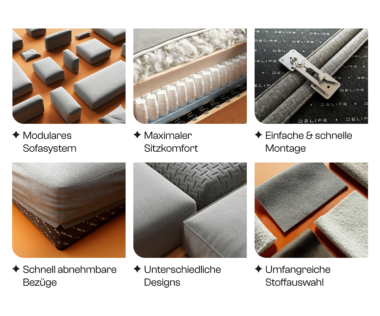 Pohovka XL Freestyle 280x110 cm bouclé měkký béžová dekorativní šev - Obrázek 7