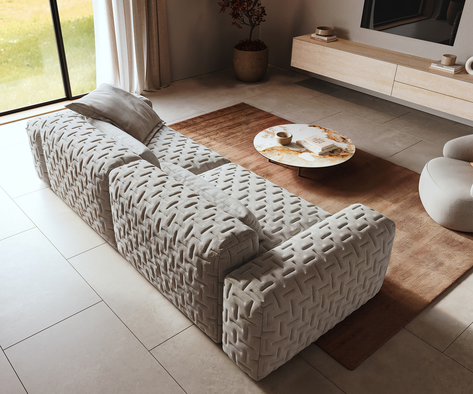 Pohovka Freestyle 280x110 cm látka Měkký šedá prošívaná - Obrázek 4