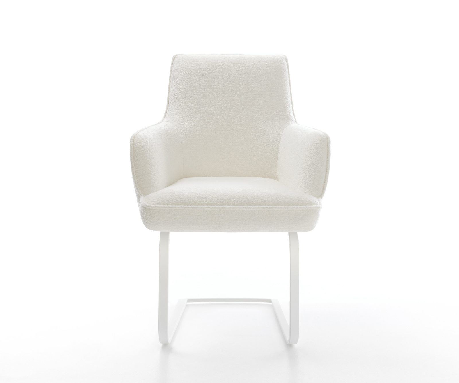 Jídelní židle Heira-Flex s područkami bouclé měkký béžová jídelní židle plochá bílá taštičkové pružiny - Obrázek 2