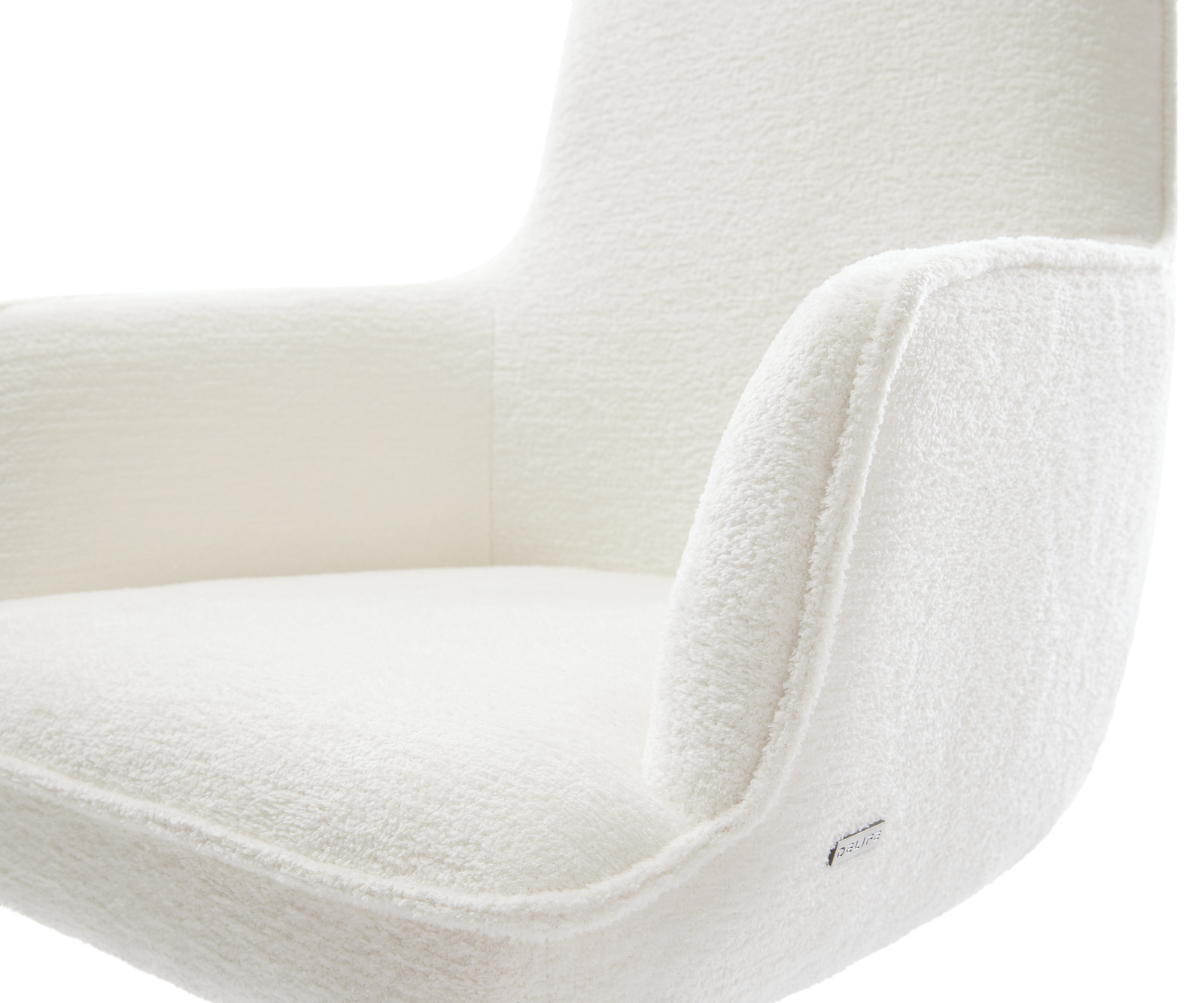 Jídelní židle Heira-Flex s područkami bouclé měkký béžová jídelní židle plochá bílá taštičkové pružiny - Obrázek 4