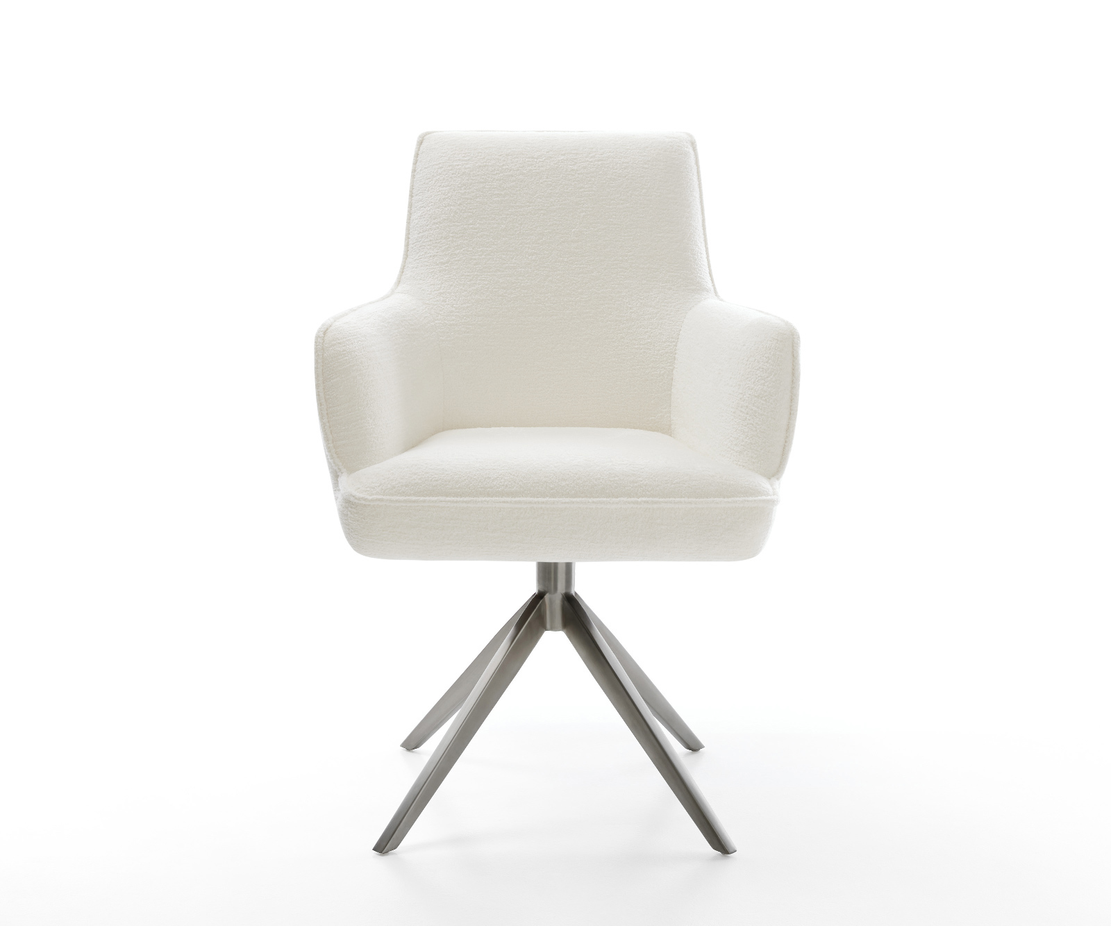 Jídelní židle Heira-Flex s područkami bouclé měkký béžová křížová podnož široká grafitová 360° otočná houpací funkce taštičkové pružiny - Obrázek 2