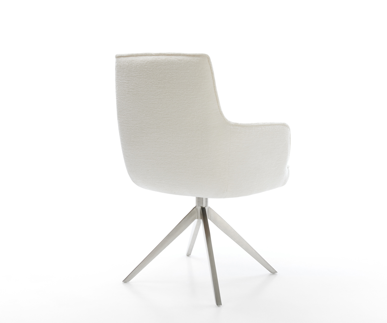 Jídelní židle Heira-Flex s područkami bouclé měkký béžová křížová podnož široká nerezová ocel 360° otočný houpací funkce taštičkové pružiny - Obrázek 5