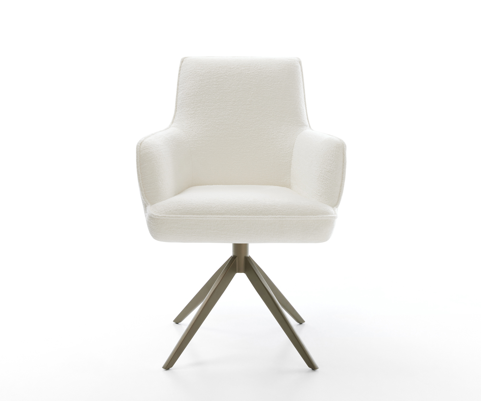 Jídelní židle Heira-Flex s područkami bouclé měkký béžová křížová podnož široká titanová barva otočná o 360° houpací funkce taštičkové pružiny - Obrázek 2