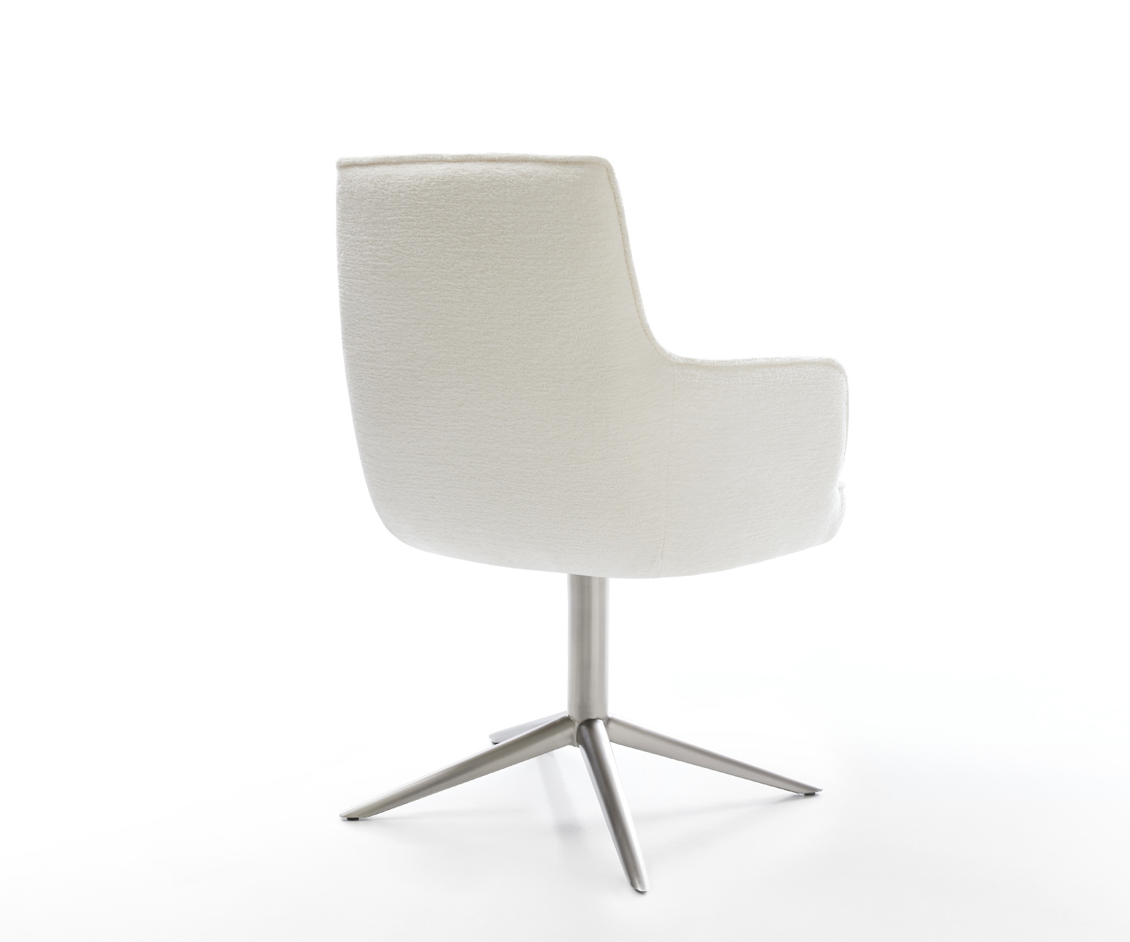 Jídelní židle Heira-Flex s područkami bouclé měkký béžová křížová podnož nerezová ocel 360° otočný houpací funkce taštičkové pružiny - Obrázek 5