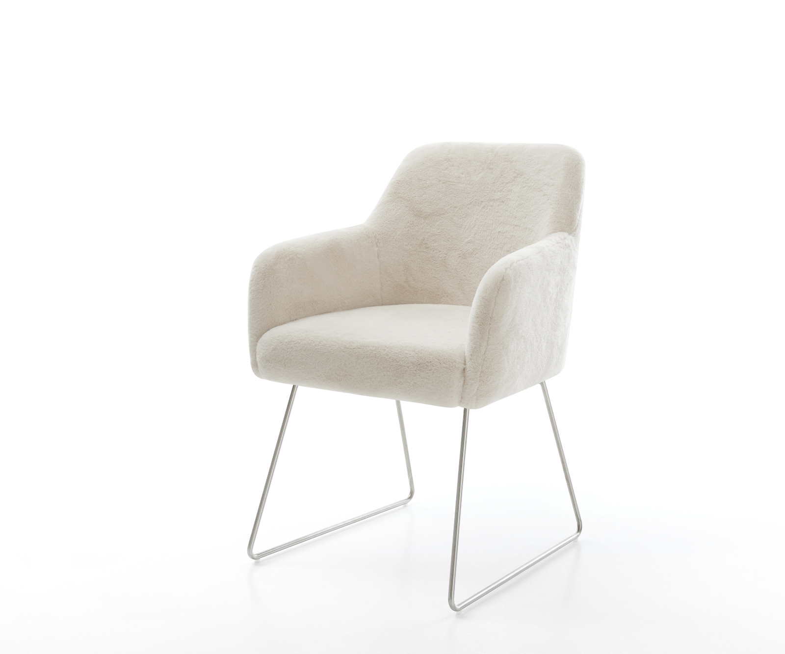 Jídelní židle Greg-Flex plyšový manšestr krémová bílá tenká podnož nerezová ocel taštičkové pružiny