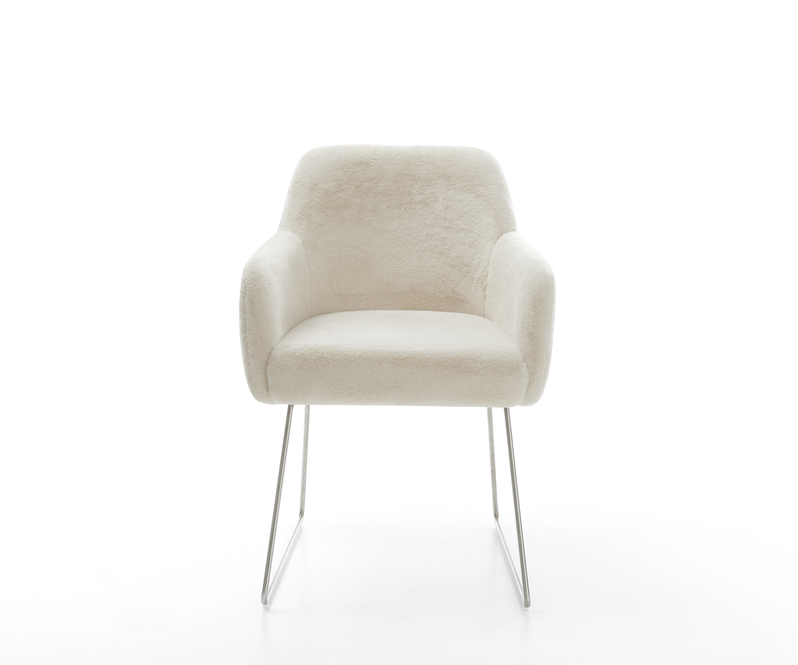 Jídelní židle Greg-Flex plyšový manšestr krémová bílá tenká podnož nerezová ocel taštičkové pružiny - Obrázek 2