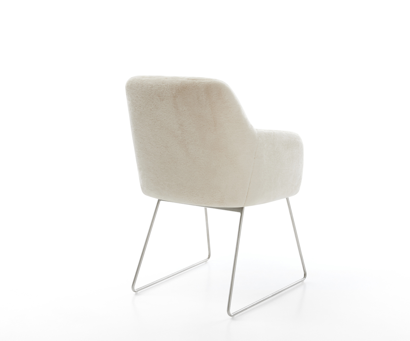 Jídelní židle Greg-Flex plyšový manšestr krémová bílá tenká podnož nerezová ocel taštičkové pružiny - Obrázek 5