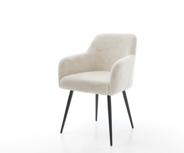 Jídelní židle Greg-Flex plyšový manšestr krémová bílá 4 nohy zúžené černá taštičkové pružiny