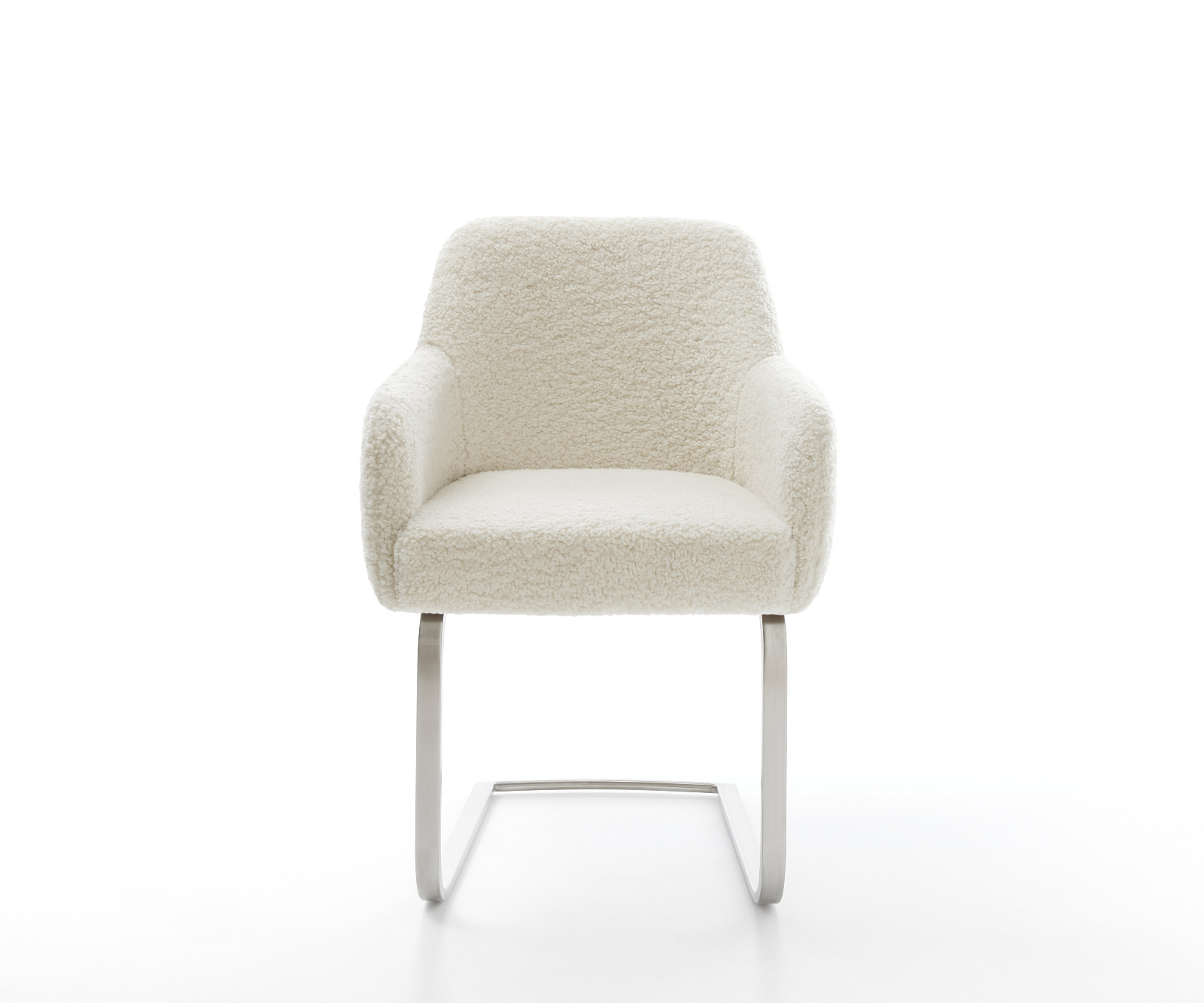 Jídelní židle Greg-Flex plyšová látka béžová jídelní židle plochá nerezová ocel taštičkové pružiny - Obrázek 2