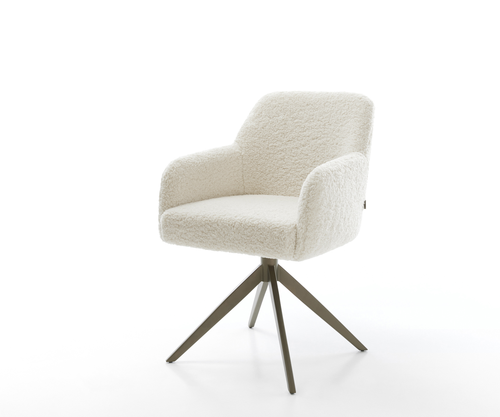 Jídelní židle Greg-Flex plyšová látka béžová široká křížová podnož titanová barva 360° otočná houpací funkce taštičkové pružiny