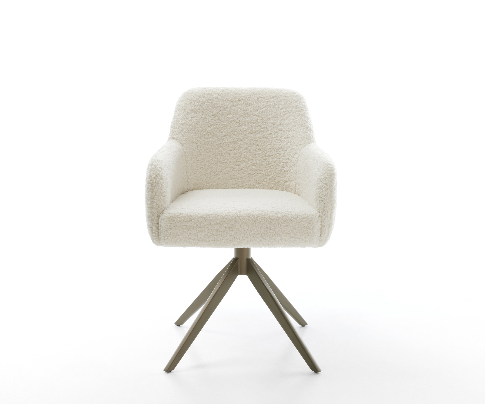 Jídelní židle Greg-Flex plyšová látka béžová široká křížová podnož titanová barva 360° otočná houpací funkce taštičkové pružiny - Obrázek 2