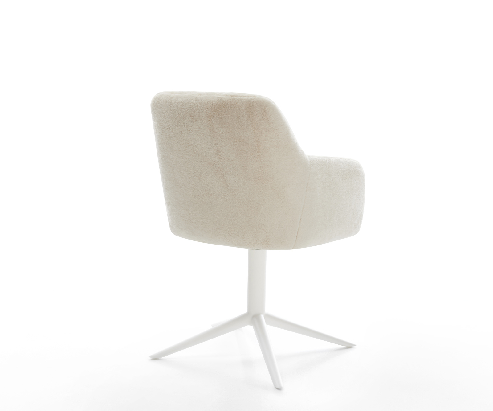 Jídelní židle Greg-Flex plyšový manšestr krémovo-bílá podnož křížová bílá 360° otočný houpací funkce taštičkové pružiny - Obrázek 5