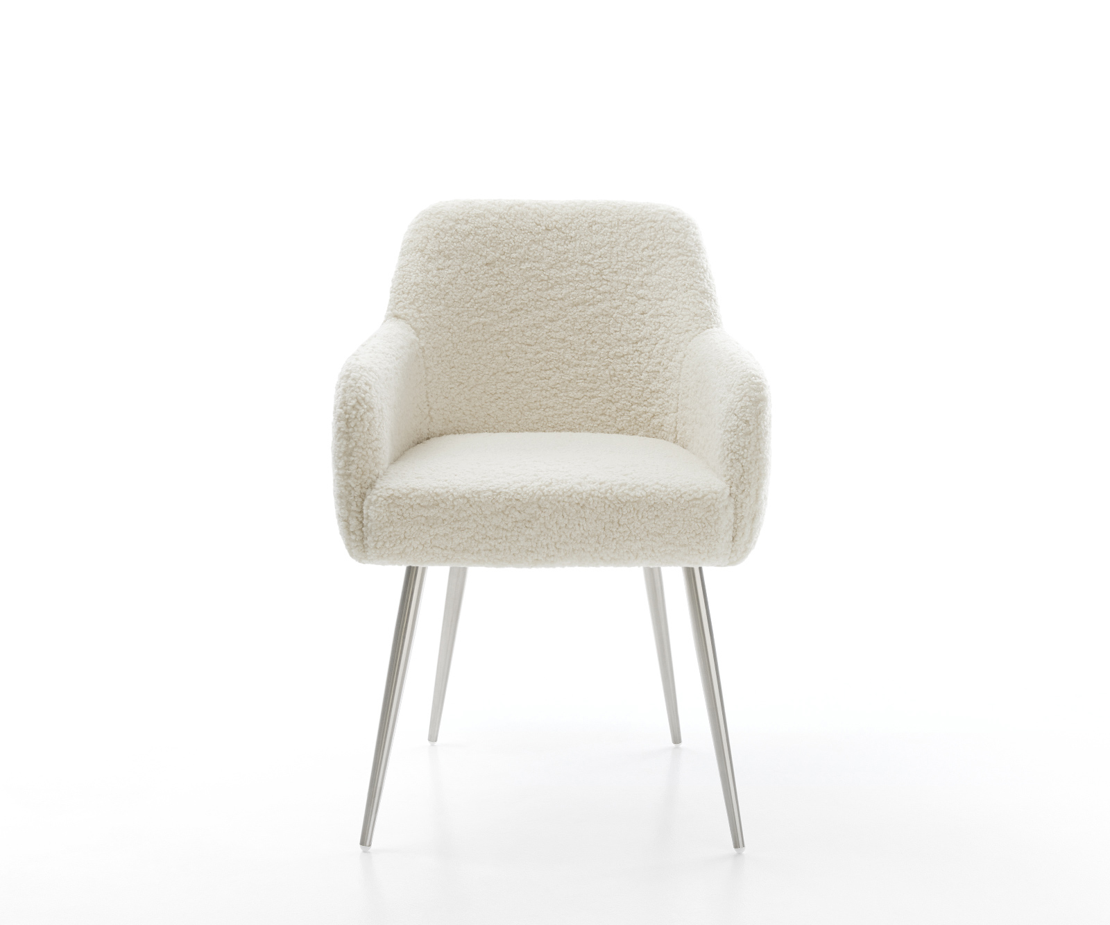 Jídelní židle Greg-Flex plyšová látka béžová 4 nohy zúžené nerezová ocel taštičkové pružiny - Obrázek 2