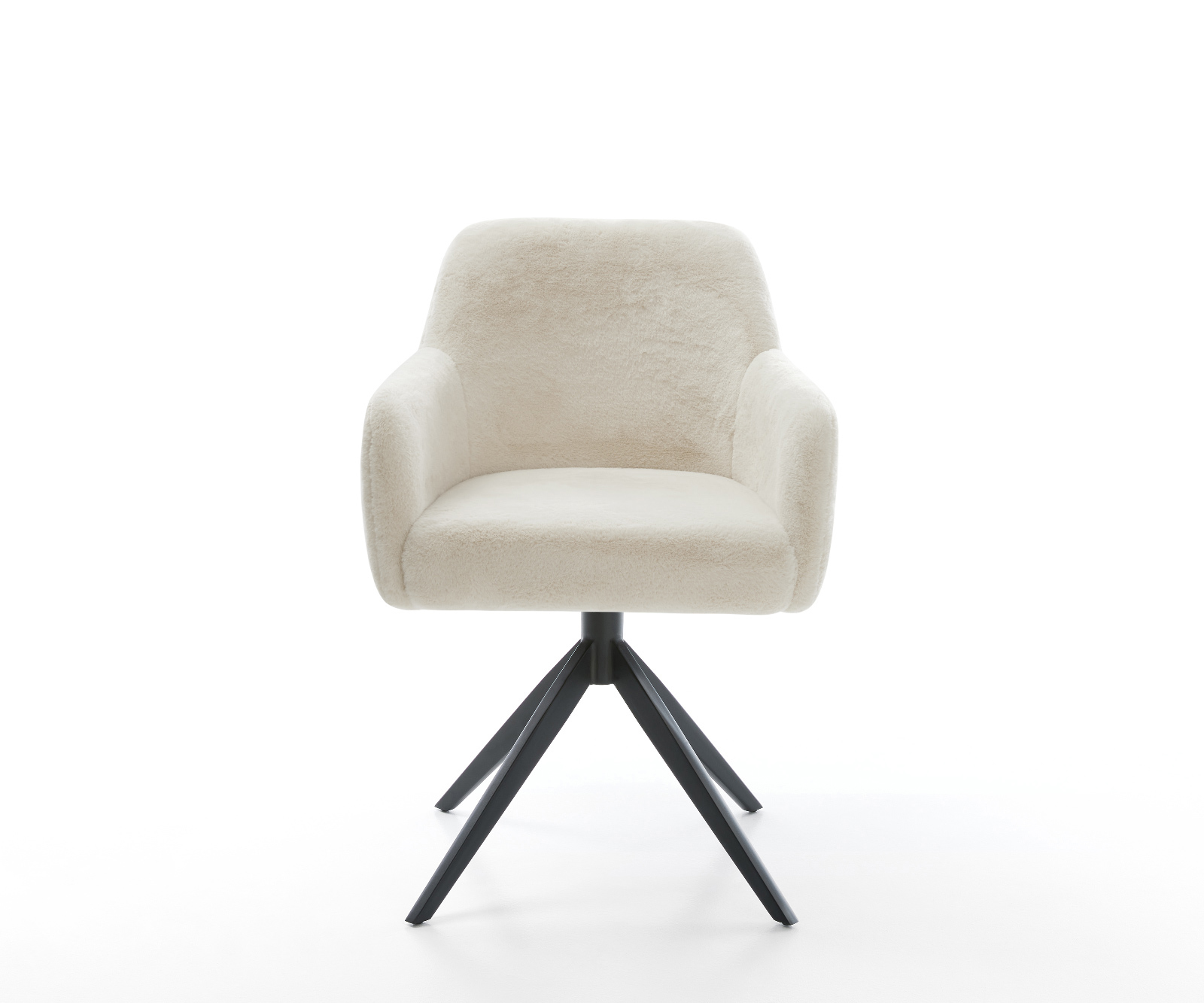 Jídelní židle Greg-Flex plyšový manšestr krémovo-bílá křížová podnož široká černá 360° otočná houpací funkce taštičkové pružiny - Obrázek 2