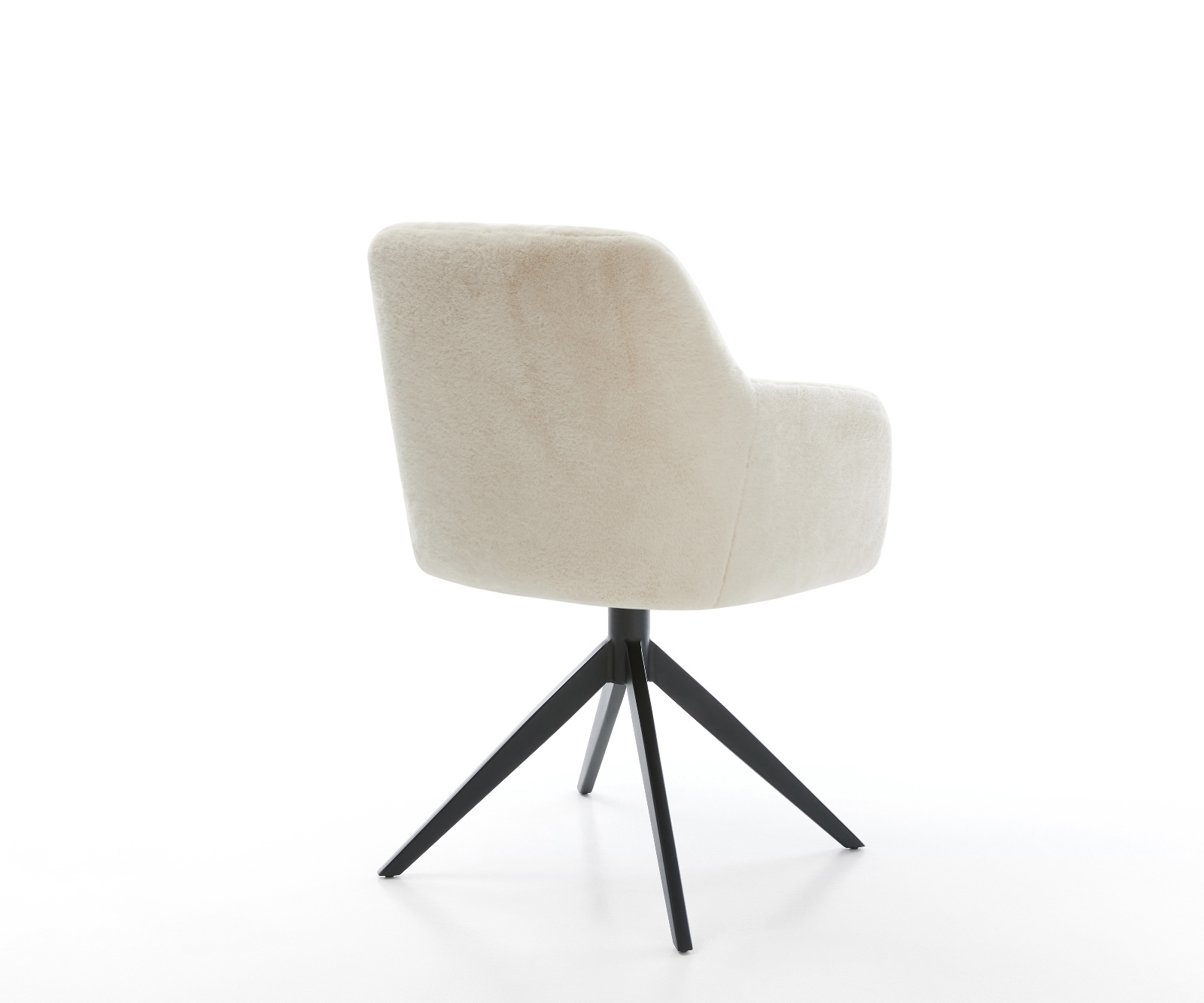 Jídelní židle Greg-Flex plyšový manšestr krémovo-bílá křížová podnož široká černá 360° otočná houpací funkce taštičkové pružiny - Obrázek 5