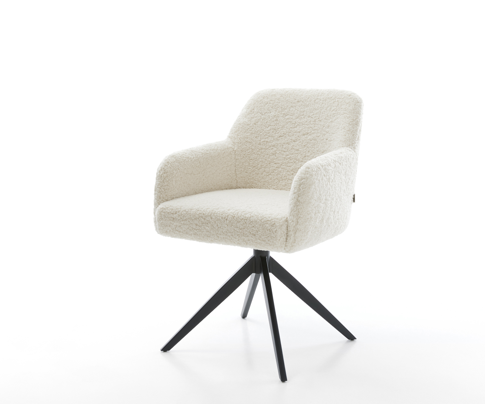 Jídelní židle Greg-Flex plyšová látka béžová křížová podnož široká černá 360° otočná houpací funkce taštičkové pružiny