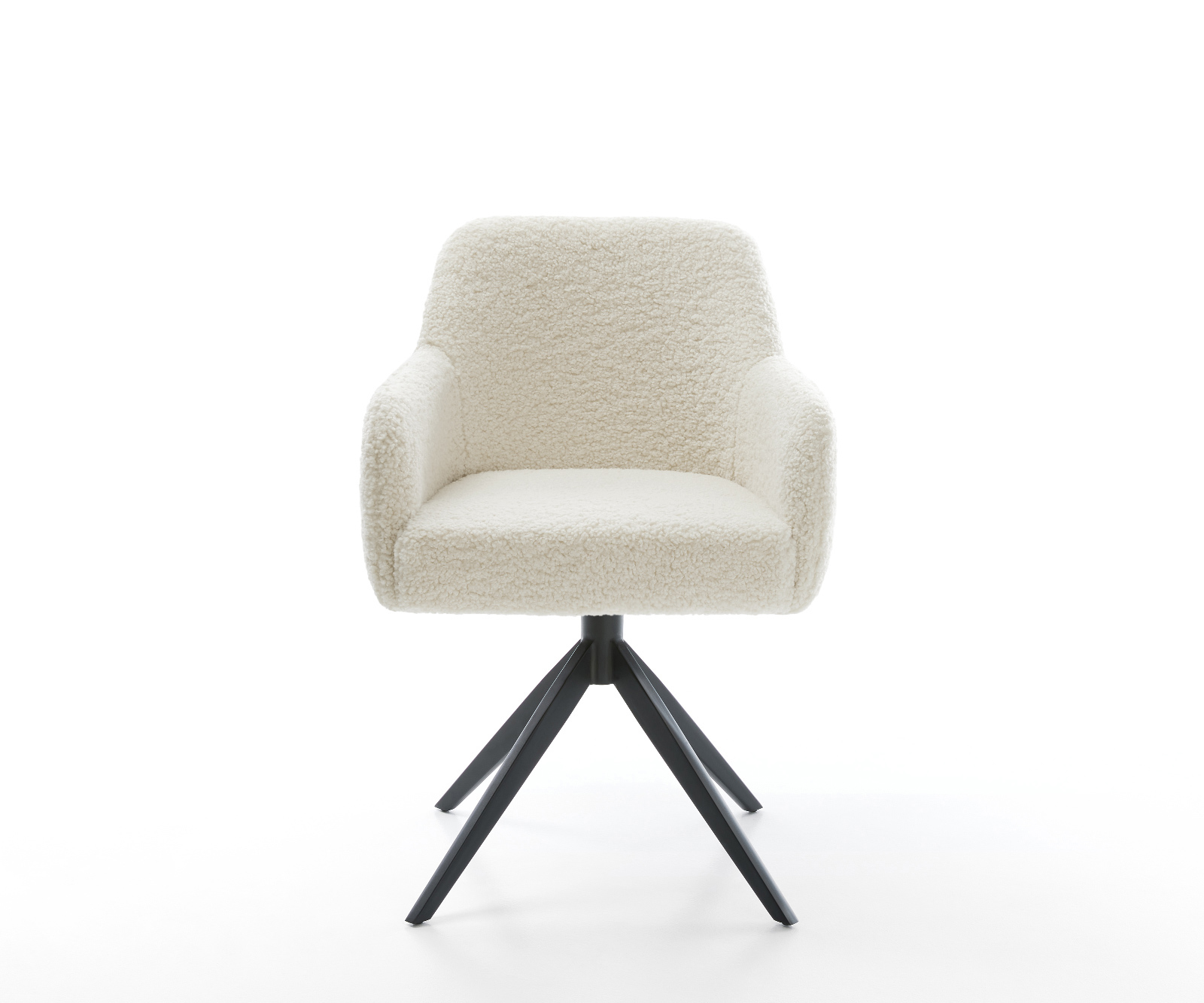 Jídelní židle Greg-Flex plyšová látka béžová křížová podnož široká černá 360° otočná houpací funkce taštičkové pružiny - Obrázek 2