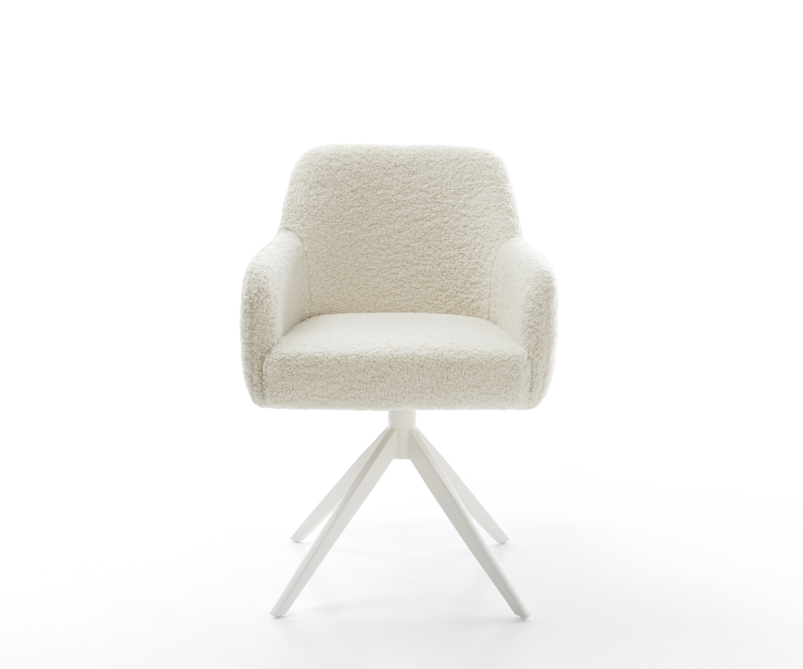 Jídelní židle Greg-Flex plyšová látka béžová křížová podnož široká bílá 360° otočná houpací funkce taštičkové pružiny - Obrázek 2