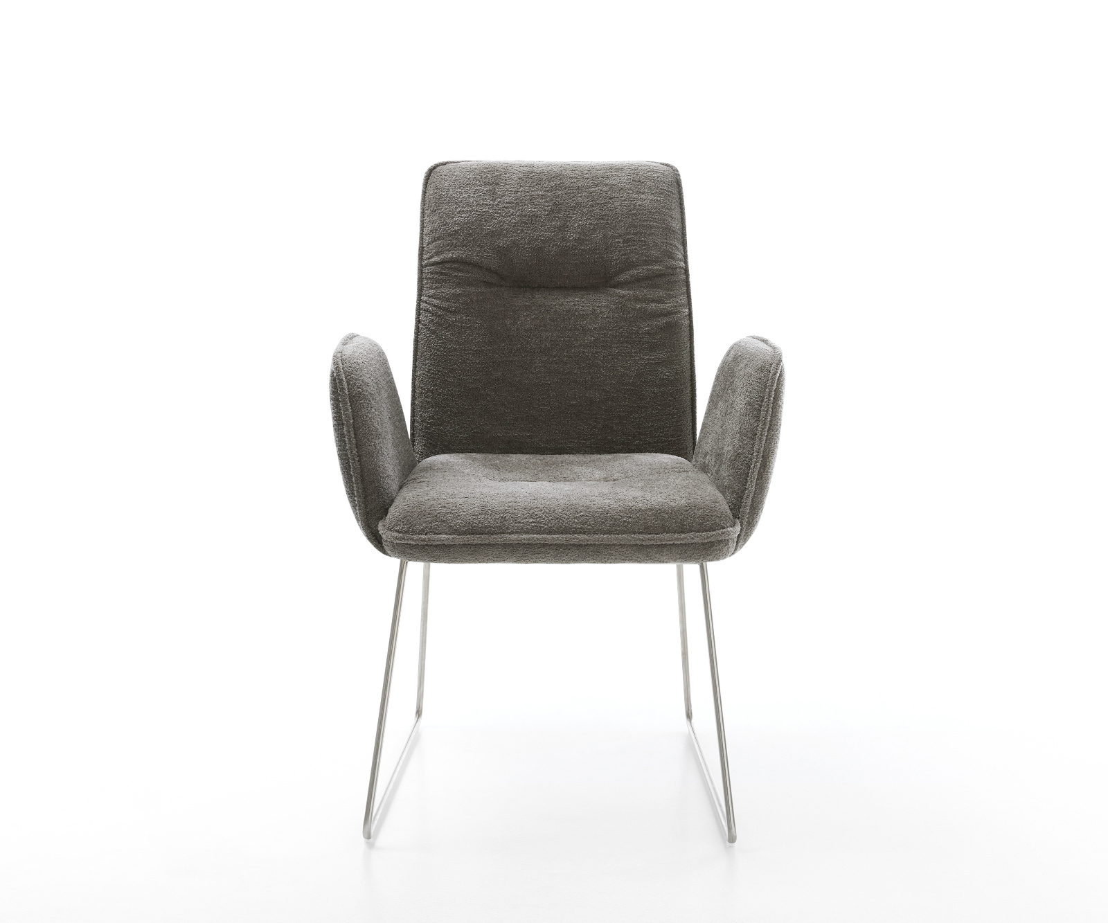 Jídelní židle Vinja-Flex bouclé měkký tmavě béžová tenká podnož nerezová ocel - Obrázek 2