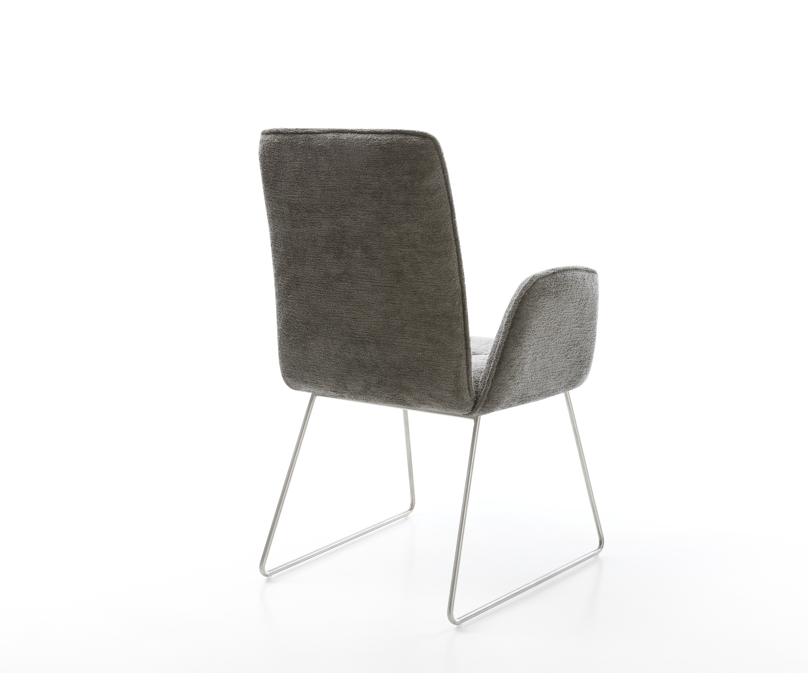 Jídelní židle Vinja-Flex bouclé měkký tmavě béžová tenká podnož nerezová ocel - Obrázek 5