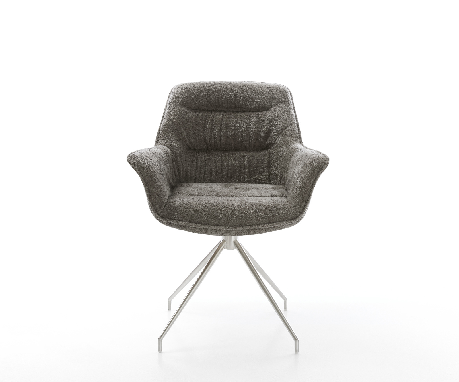 Jídelní židle Kaira-Flex bouclé měkký tmavě béžová křížová podnož zúžená nerezová ocel - Obrázek 2