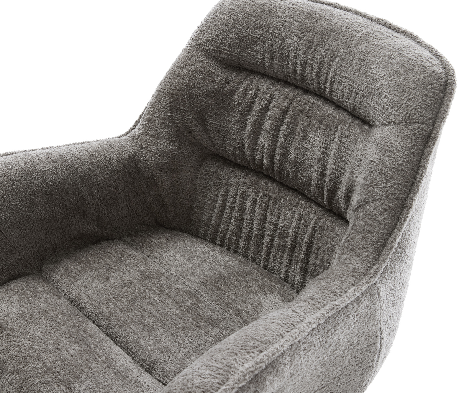 Jídelní židle Kaira-Flex bouclé měkký tmavě béžová křížová podnož široká nerezová ocel 360° otočná houpací funkce - Obrázek 4