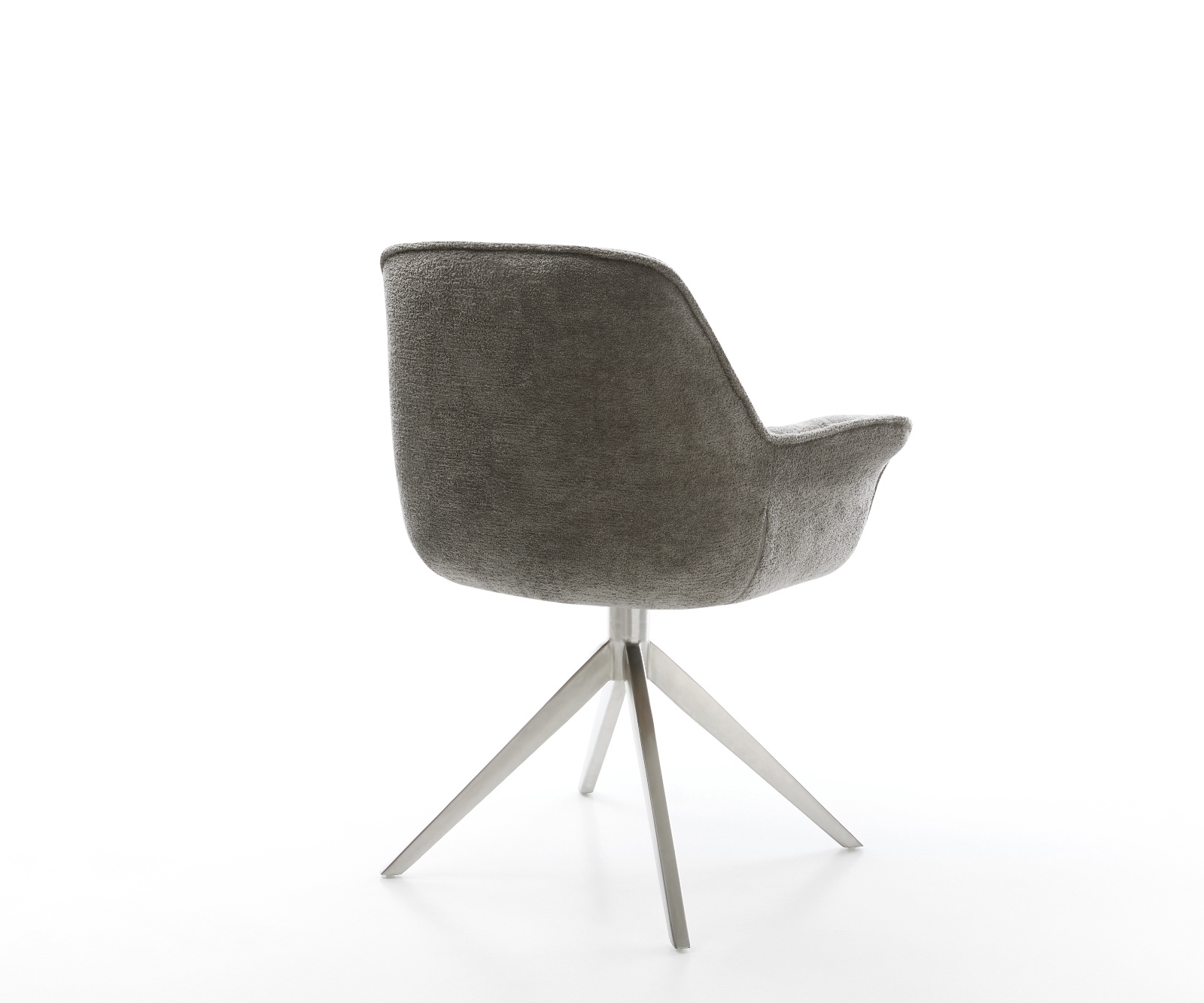 Jídelní židle Kaira-Flex bouclé měkký tmavě béžová křížová podnož široká nerezová ocel 360° otočná houpací funkce - Obrázek 5