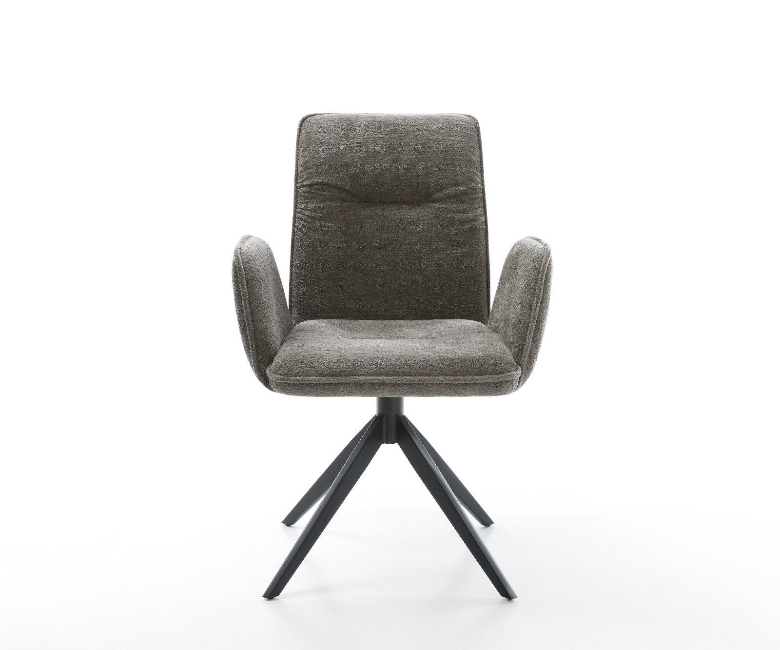 Jídelní židle Vinja-Flex bouclé měkký tmavě béžová křížová podnož široká černá 360° otočná houpací funkce - Obrázek 2