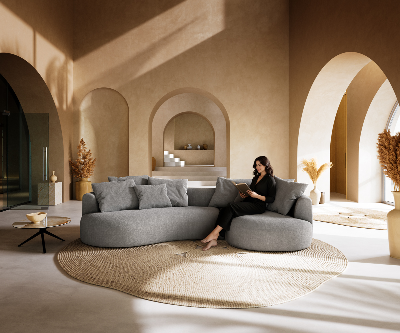 Pohovka Edina 330x170 cm látka Měkký šedá - Obrázek 2