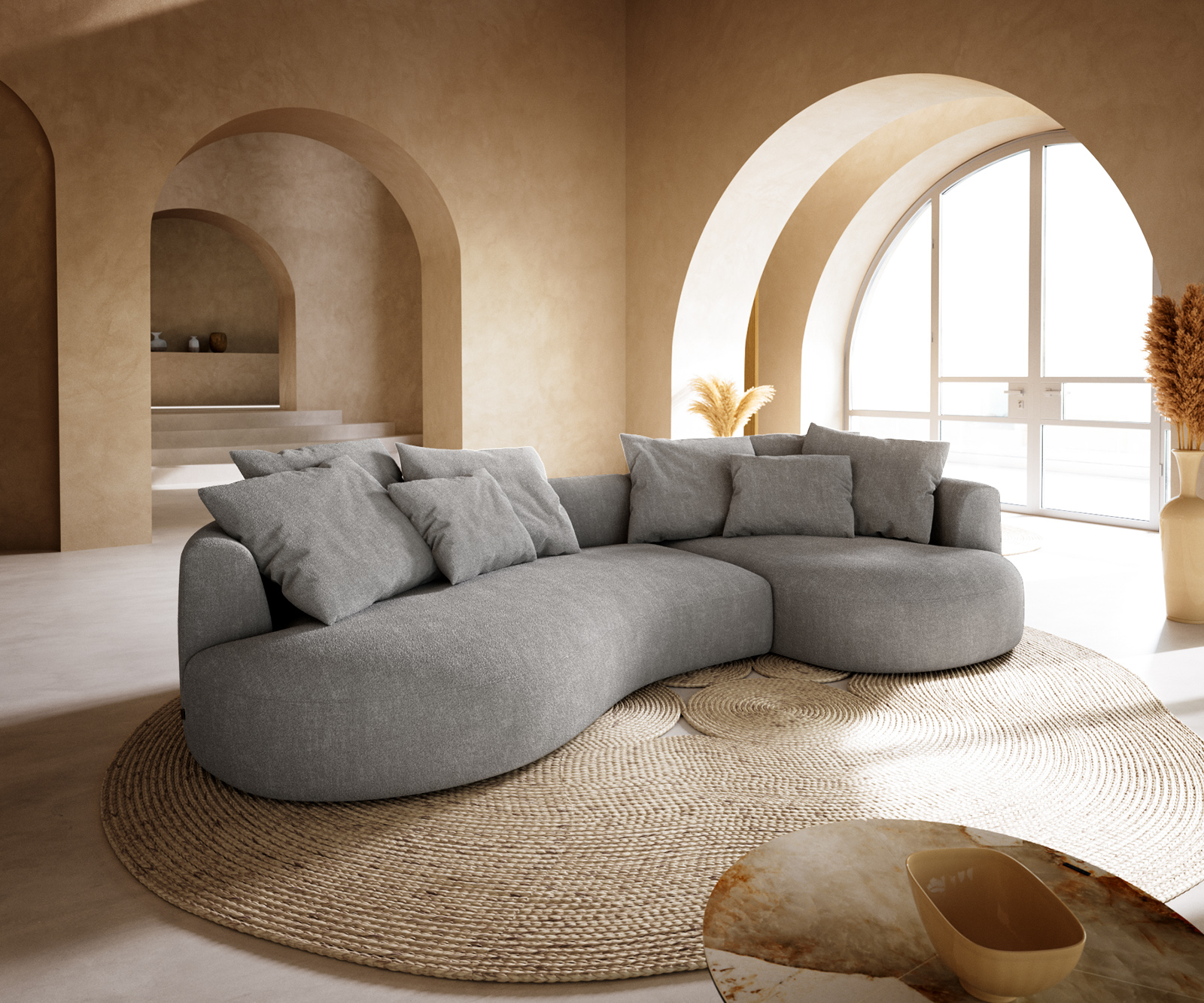 Pohovka Edina 330x170 cm látka Měkký šedá