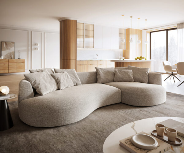 Pohovka Edina 330x170 cm látka Měkký béžová