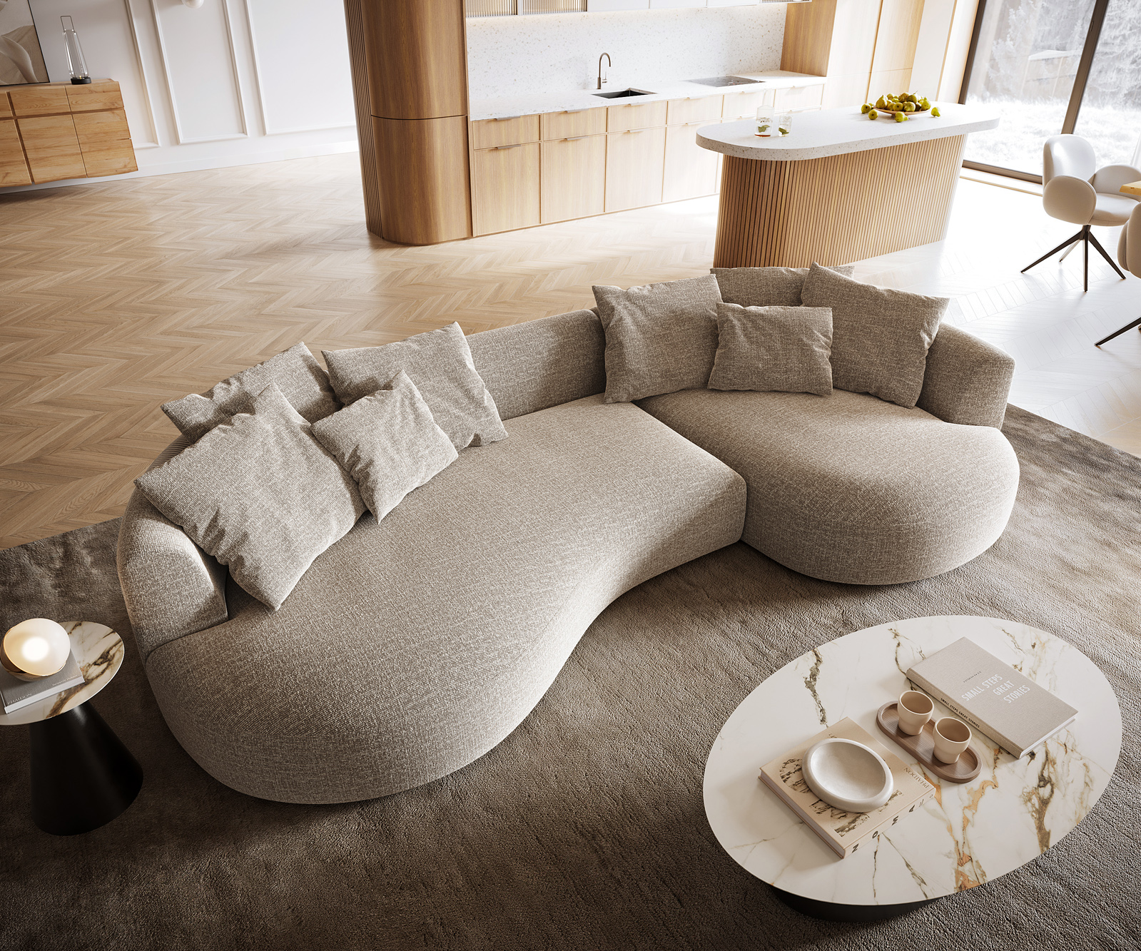 Pohovka Edina 330x170 cm látka Měkký béžová - Obrázek 4