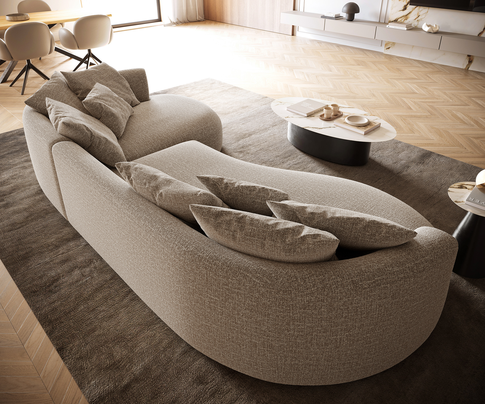 Pohovka Edina 330x170 cm látka Měkký béžová - Obrázek 5