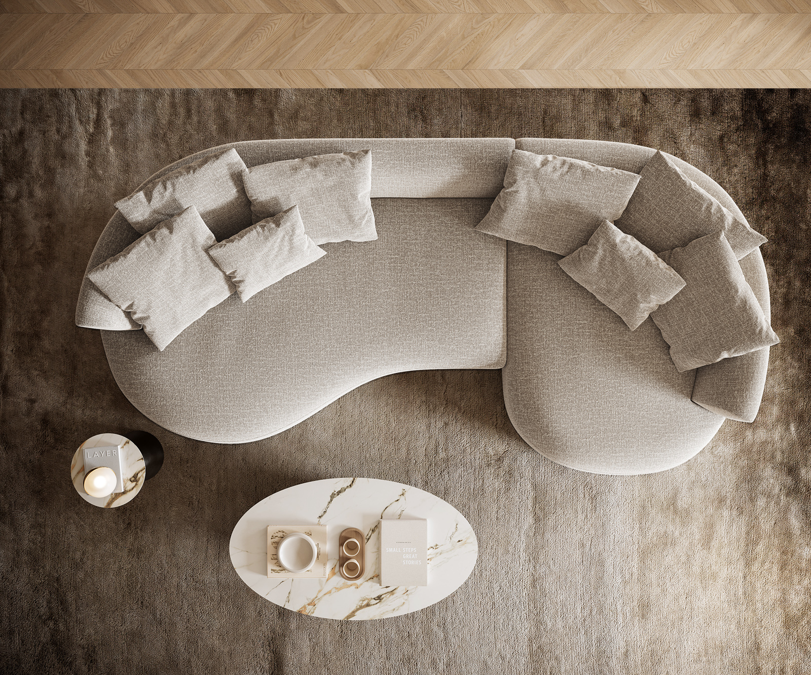 Pohovka Edina 330x170 cm látka Měkký béžová - Obrázek 6