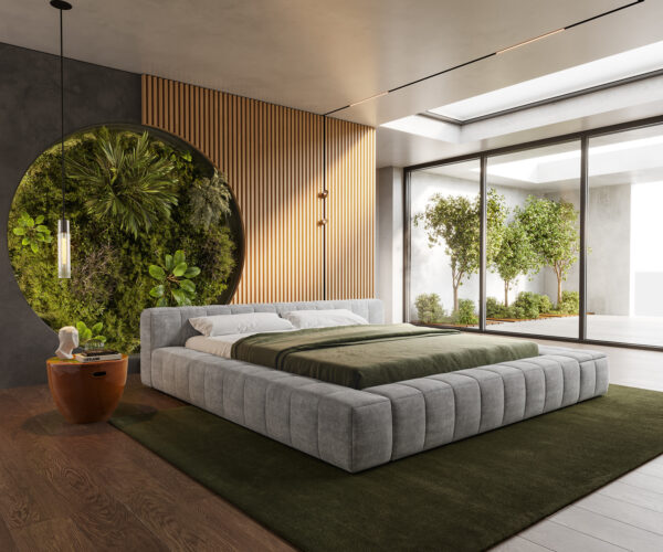 Čalouněná postel Espazio 180x200 cm látka Měkký šedá